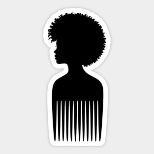 Black Woman Afro Comb Black Pride Sticker